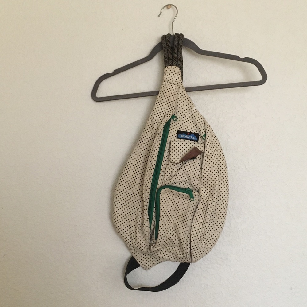 Kavu rope sling backpack polka dot and green